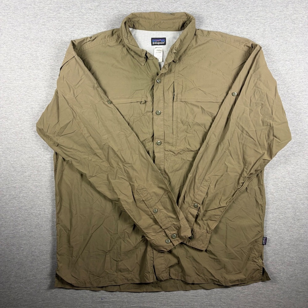 Patagonia Island Hopper Fishing Shirt XL Brown Vented Hiking Gorpcore